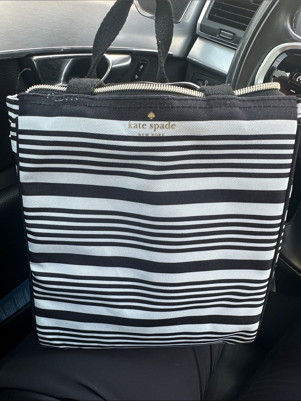 kate spade Blue and White Striped Canvas Tote